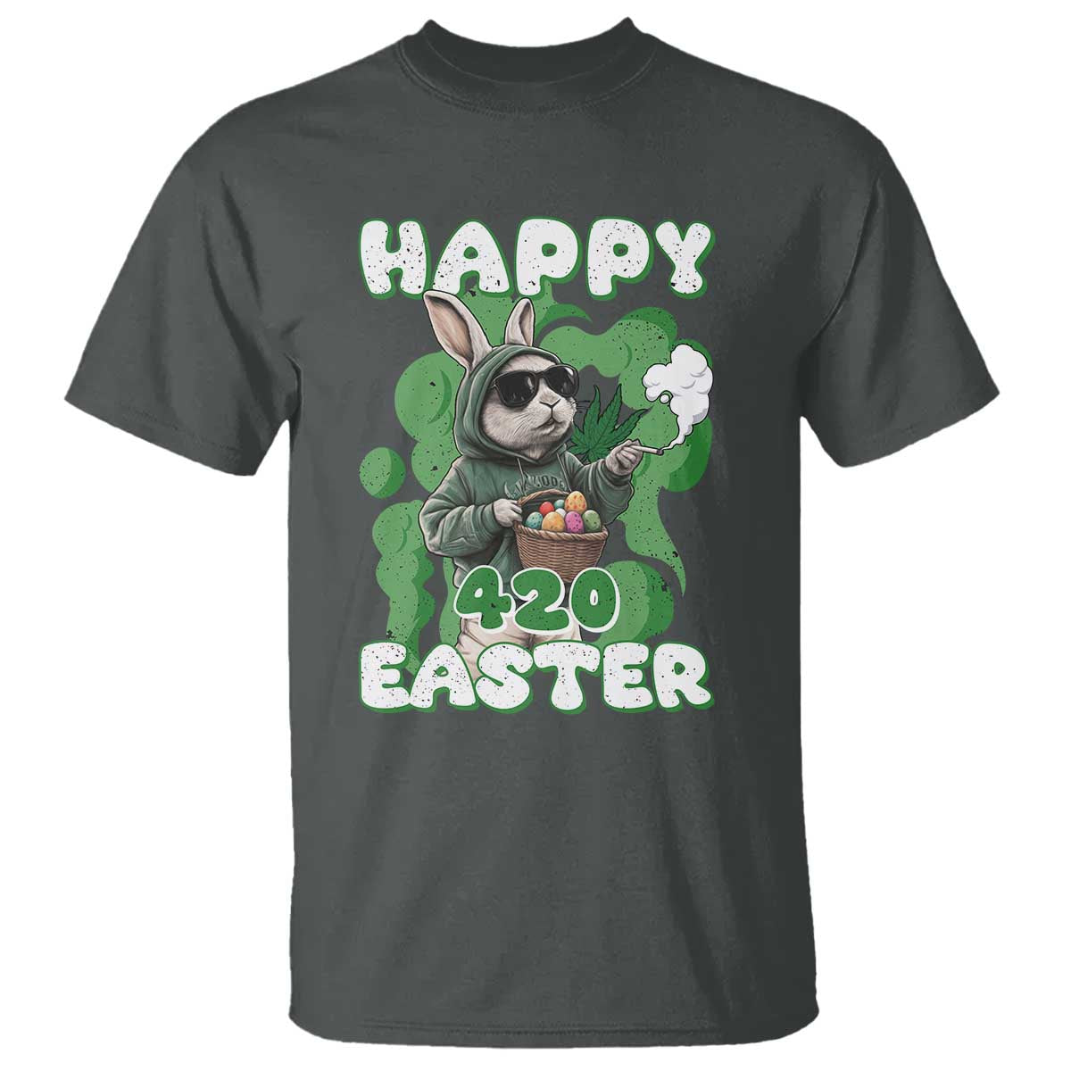 Happy 420 Easter T Shirt Funny Smoking Easter Bunny