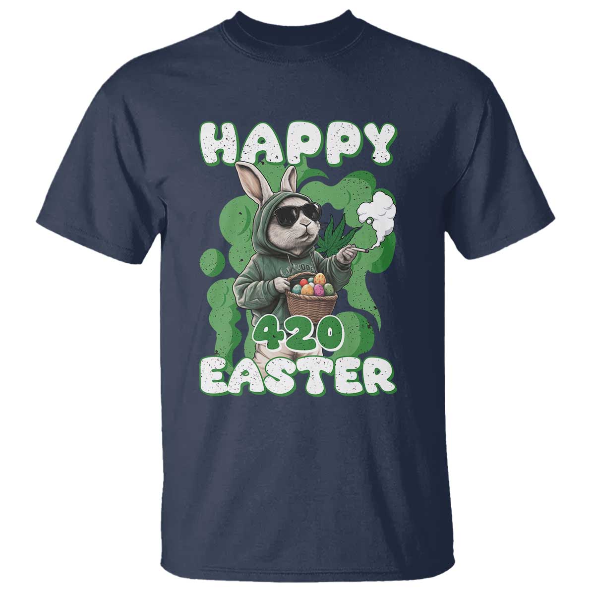 Happy 420 Easter T Shirt Funny Smoking Easter Bunny