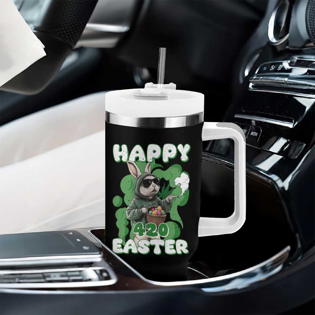 Happy 420 Easter Tumbler With Handle Funny Smoking Easter Bunny