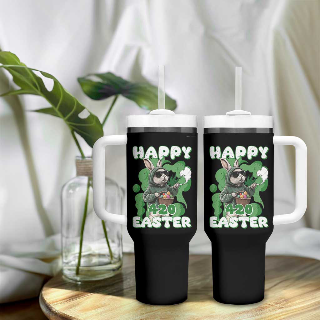 Happy 420 Easter Tumbler With Handle Funny Smoking Easter Bunny