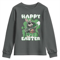 Happy 420 Easter Youth Sweatshirt Funny Smoking Easter Bunny