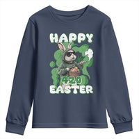 Happy 420 Easter Youth Sweatshirt Funny Smoking Easter Bunny