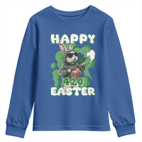 Happy 420 Easter Youth Sweatshirt Funny Smoking Easter Bunny