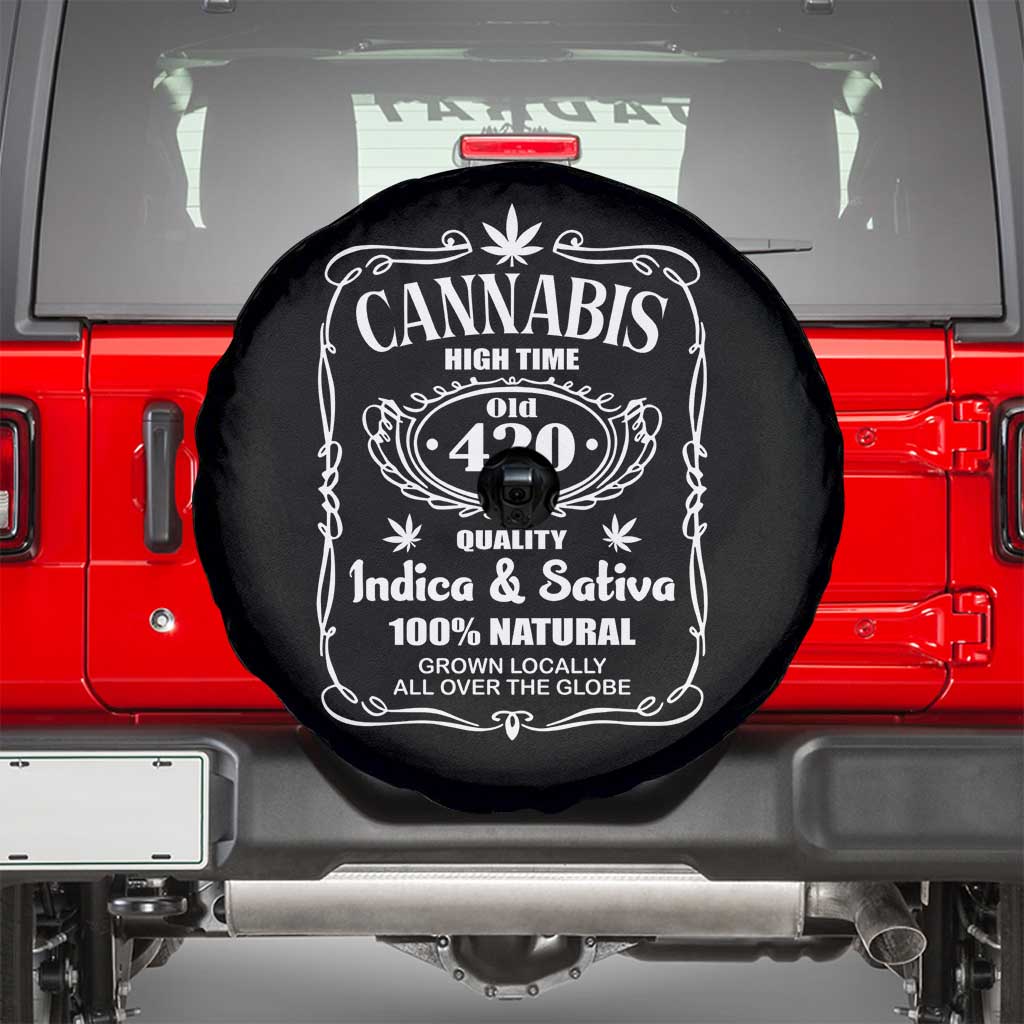 Funny Cannabis High Time Spare Tire Cover Old 420 Quality Indica & Sativa Weed