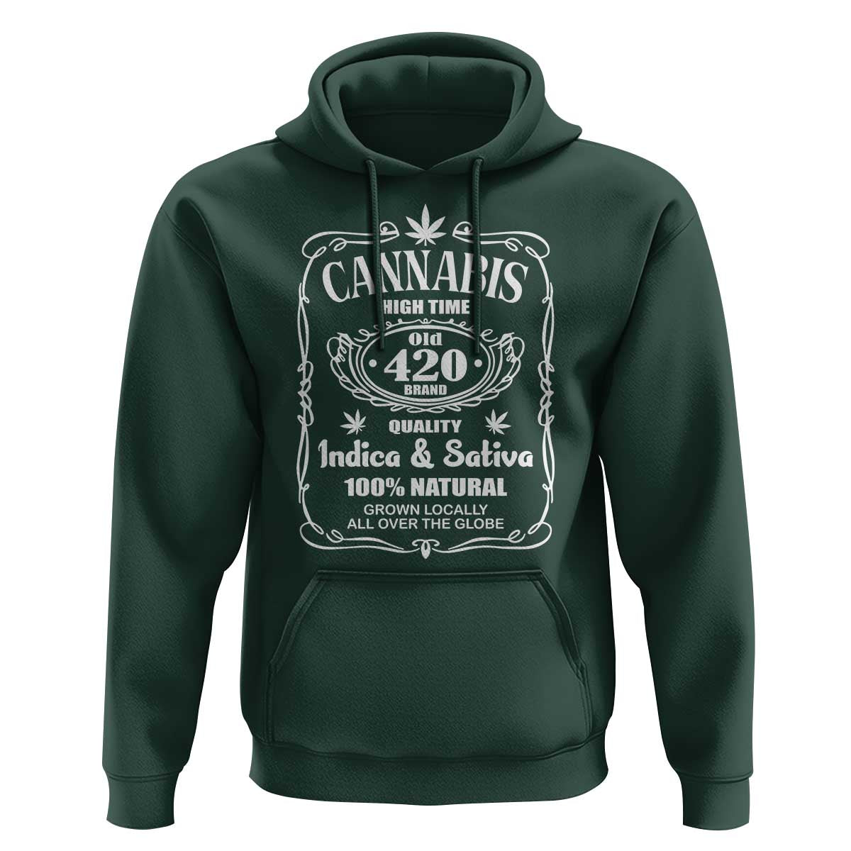 Funny Cannabis High Time Hoodie Old 420 Quality Indica & Sativa Weed
