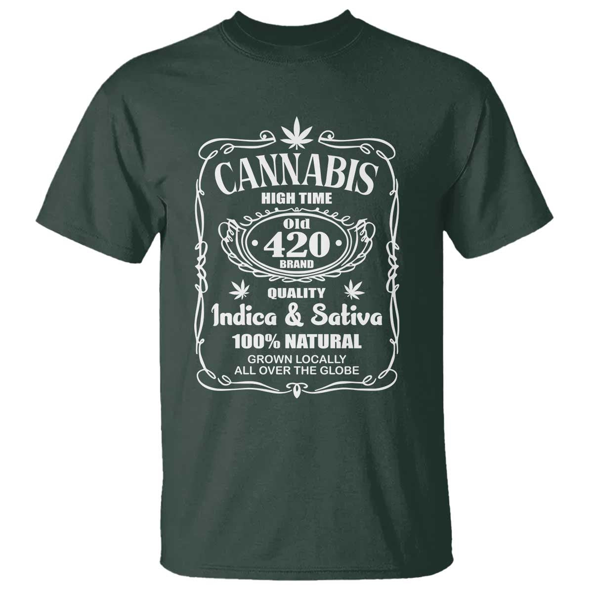 Funny Cannabis High Time T Shirt Old 420 Quality Indica & Sativa Weed