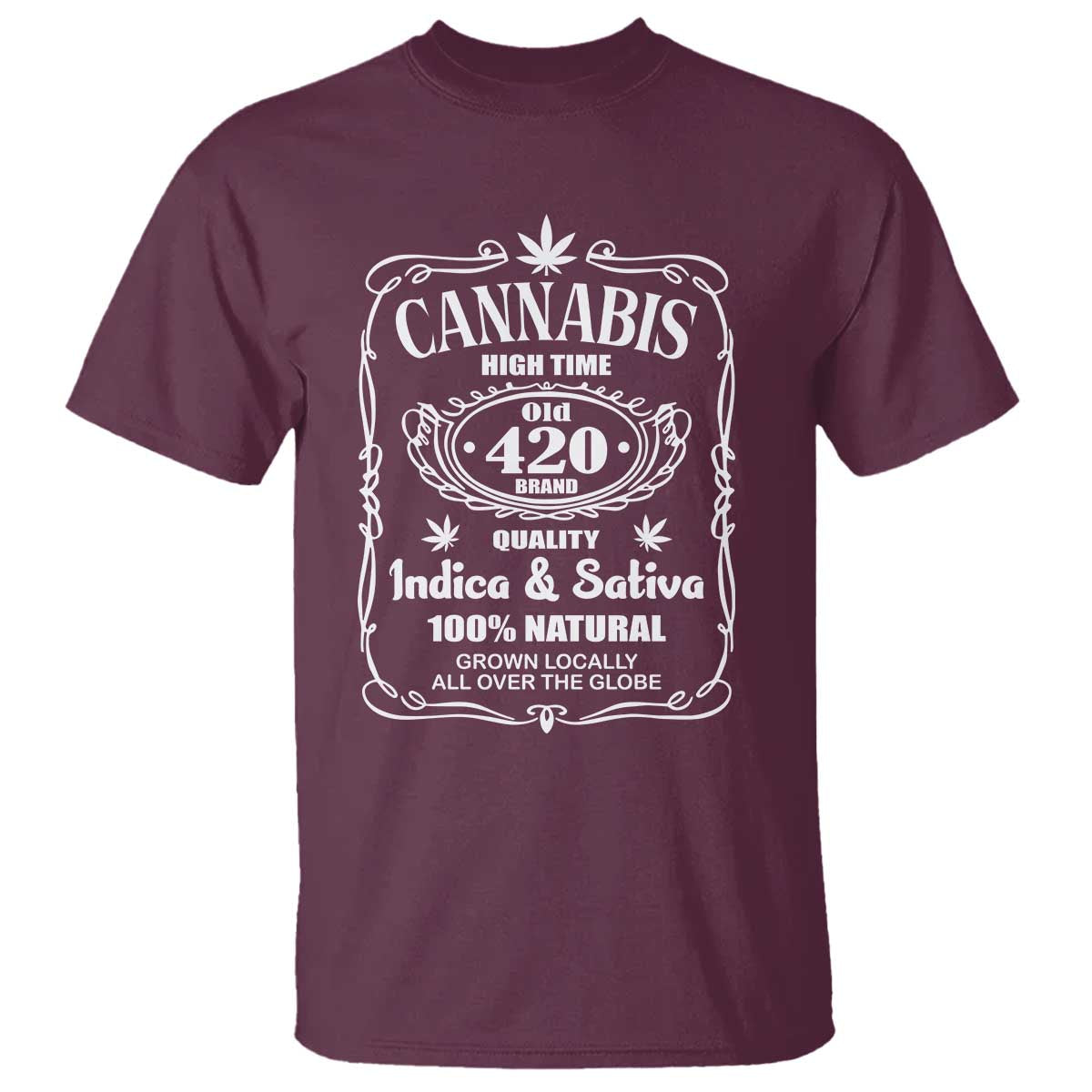 Funny Cannabis High Time T Shirt Old 420 Quality Indica & Sativa Weed