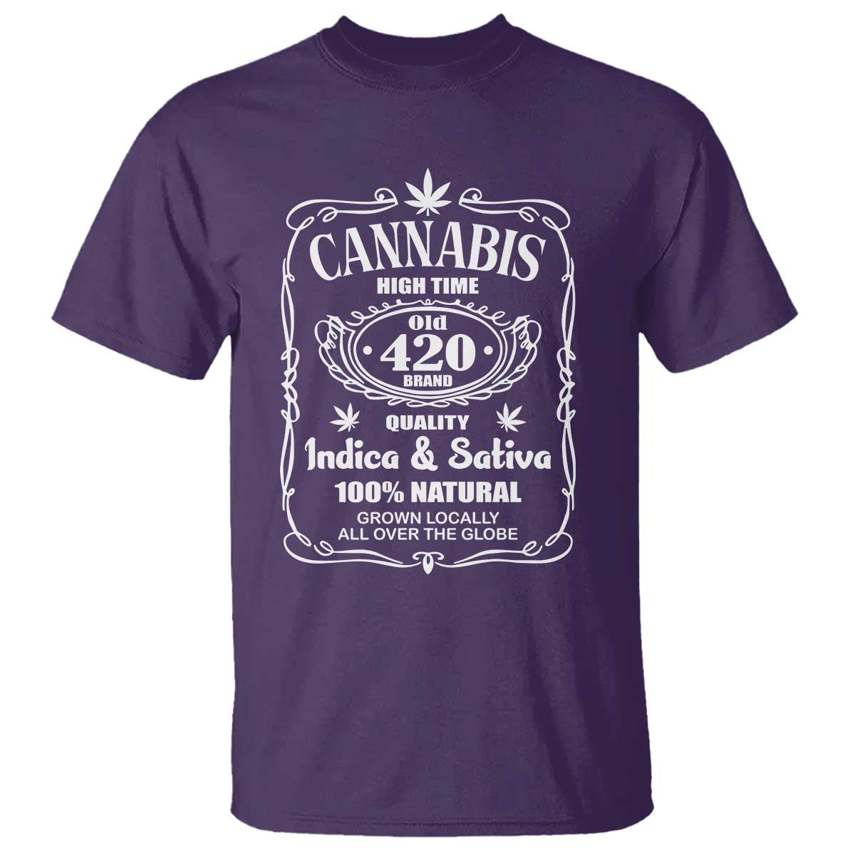 Funny Cannabis High Time T Shirt Old 420 Quality Indica & Sativa Weed