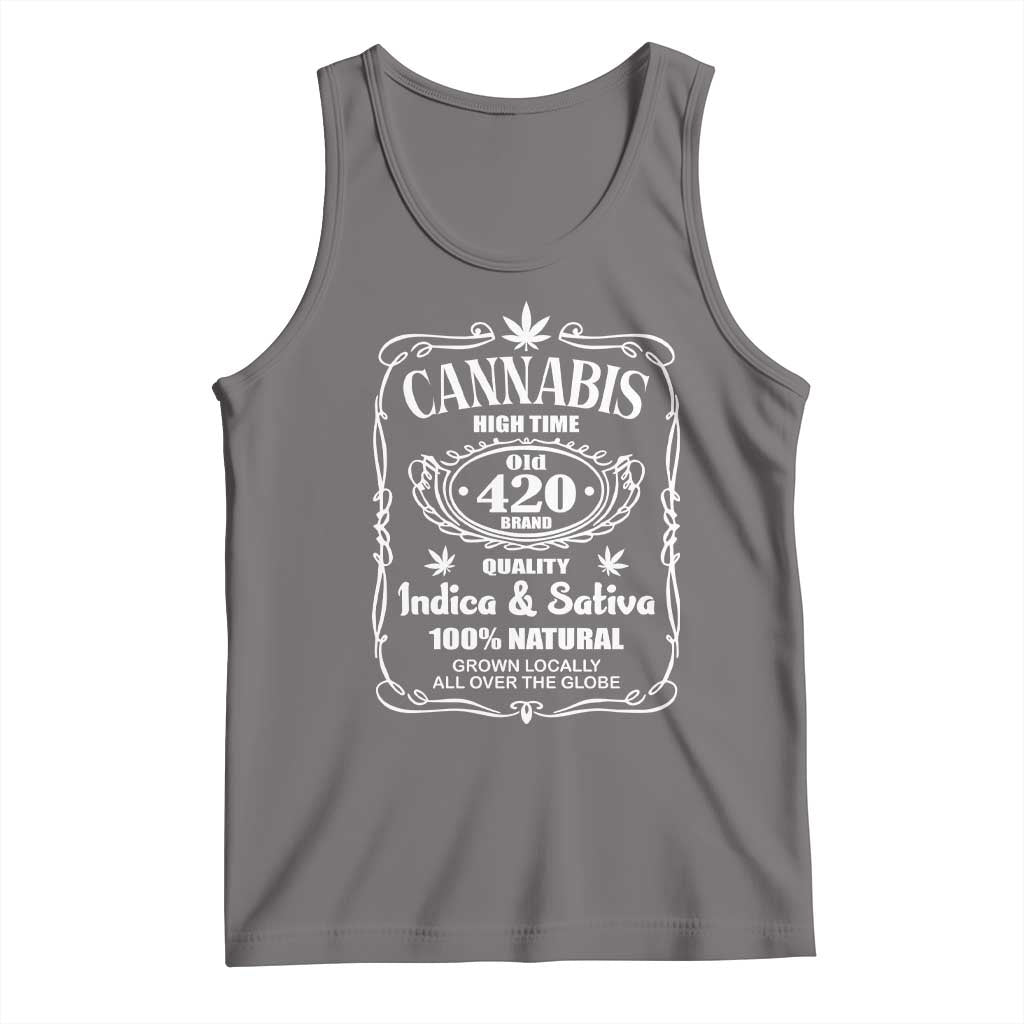 Funny Cannabis High Time Tank Top Old 420 Quality Indica & Sativa Weed