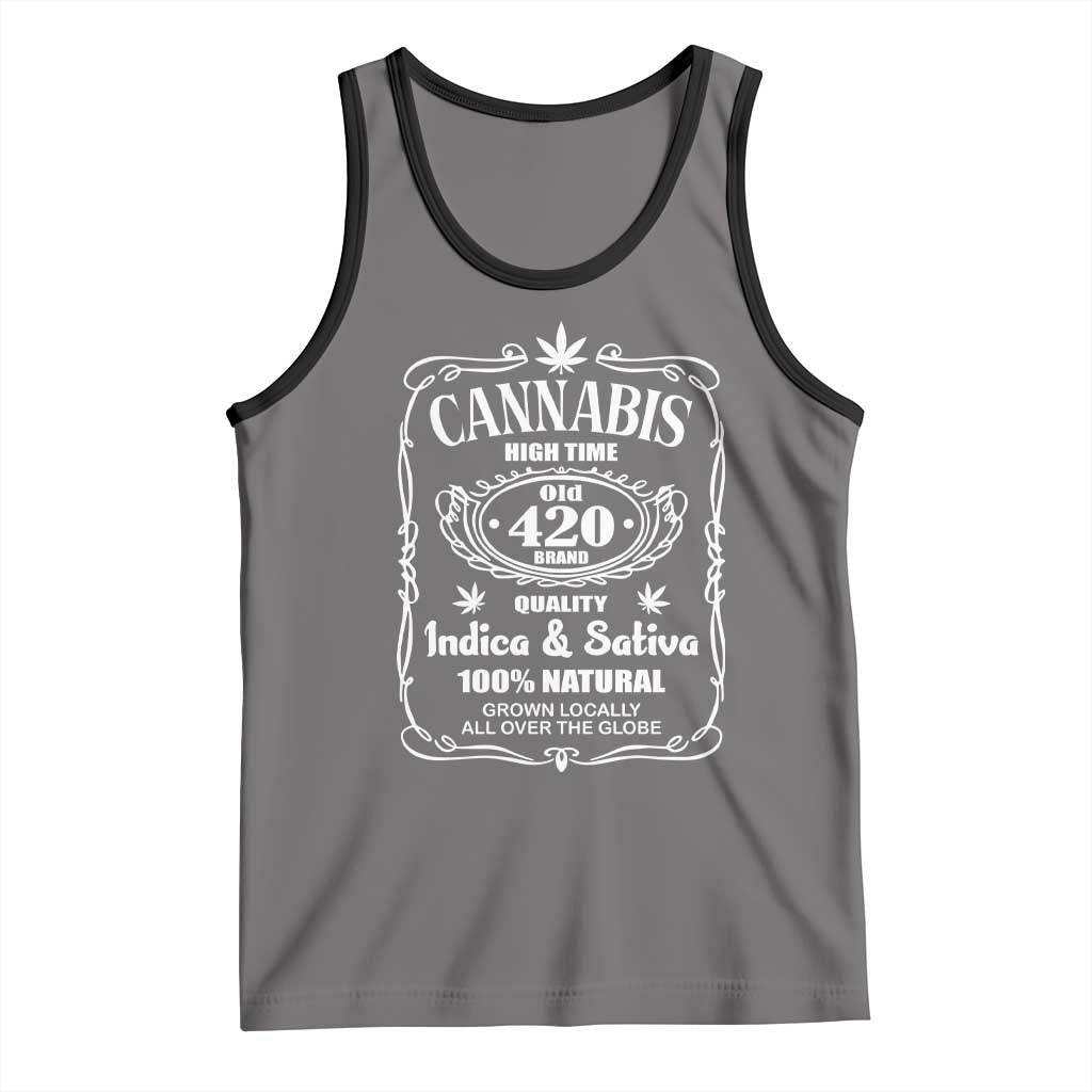 Funny Cannabis High Time Tank Top Old 420 Quality Indica & Sativa Weed