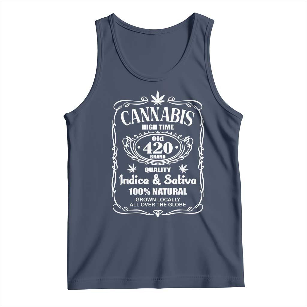 Funny Cannabis High Time Tank Top Old 420 Quality Indica & Sativa Weed