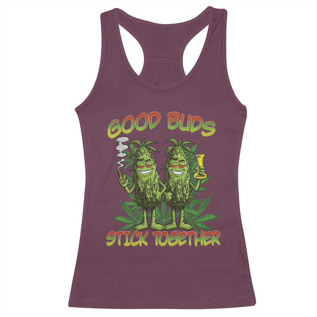 Funny Marijuana Racerback Tank Top Good Buds Stick Together Couples 420 Weed Cannabis