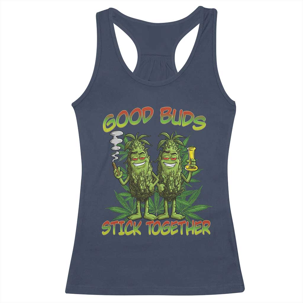 Funny Marijuana Racerback Tank Top Good Buds Stick Together Couples 420 Weed Cannabis