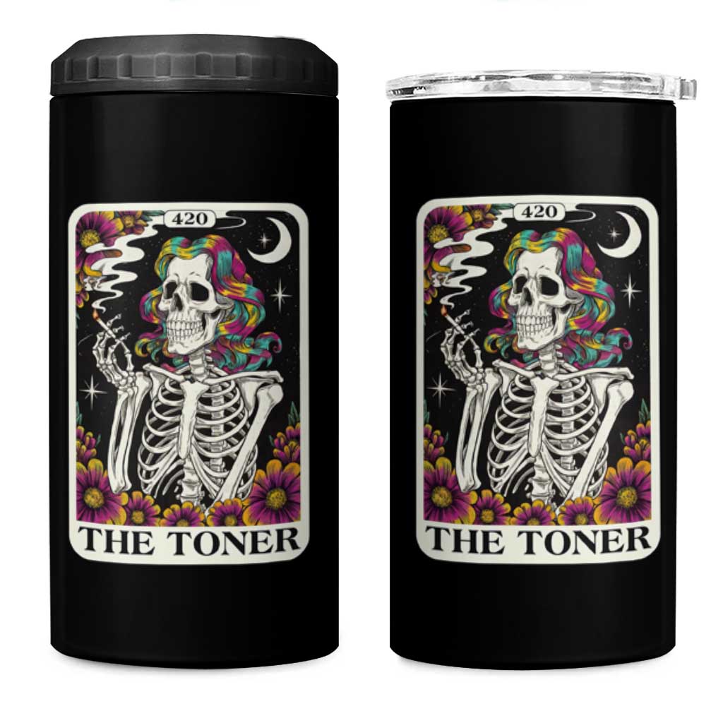 Skeleton 420 Cannabis 4 in 1 Can Cooler Tumbler Tarot Card The Stoner Weed Lover