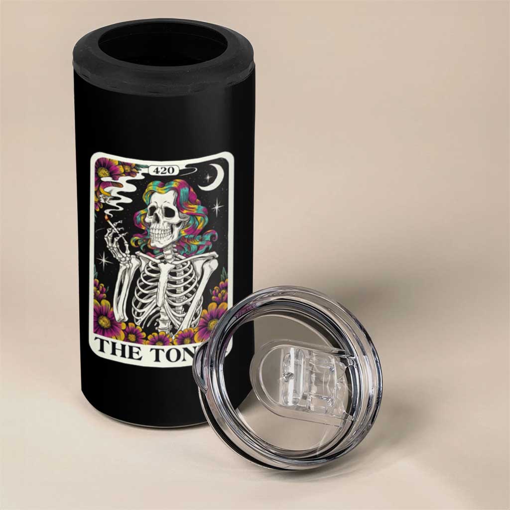 Skeleton 420 Cannabis 4 in 1 Can Cooler Tumbler Tarot Card The Stoner Weed Lover