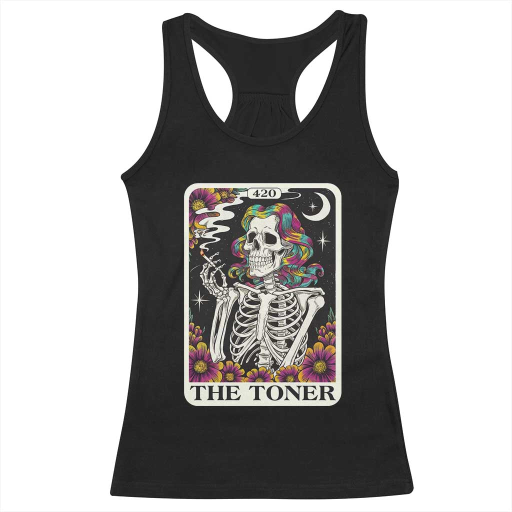 Skeleton 420 Cannabis Racerback Tank Top Tarot Card The Stoner Weed Lover