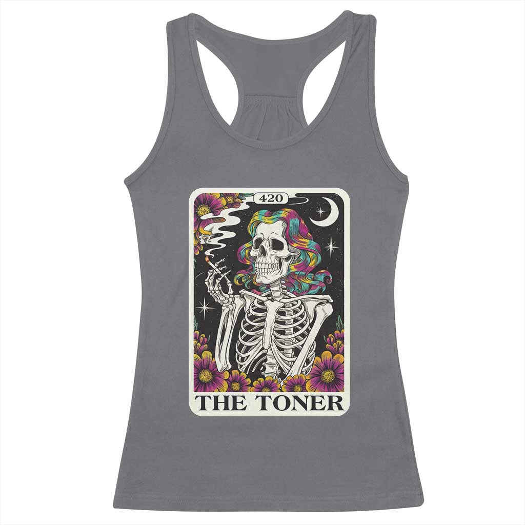 Skeleton 420 Cannabis Racerback Tank Top Tarot Card The Stoner Weed Lover
