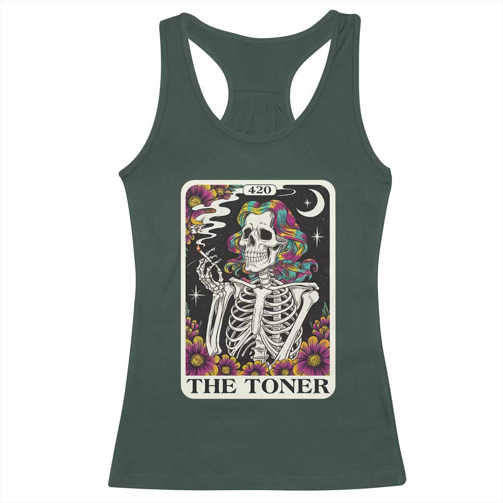 Skeleton 420 Cannabis Racerback Tank Top Tarot Card The Stoner Weed Lover