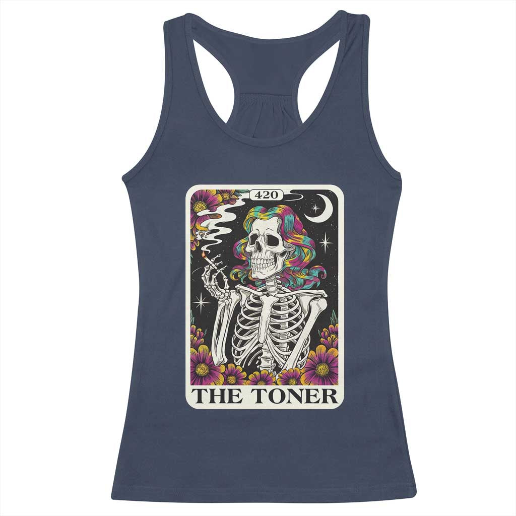 Skeleton 420 Cannabis Racerback Tank Top Tarot Card The Stoner Weed Lover