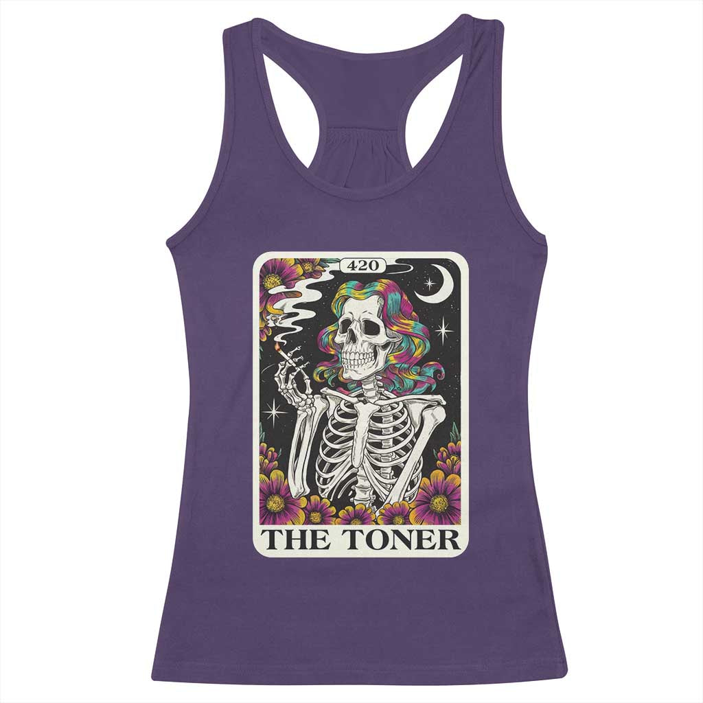 Skeleton 420 Cannabis Racerback Tank Top Tarot Card The Stoner Weed Lover