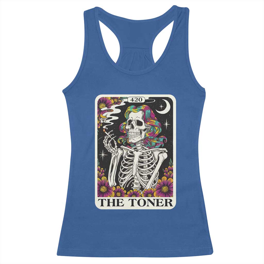 Skeleton 420 Cannabis Racerback Tank Top Tarot Card The Stoner Weed Lover