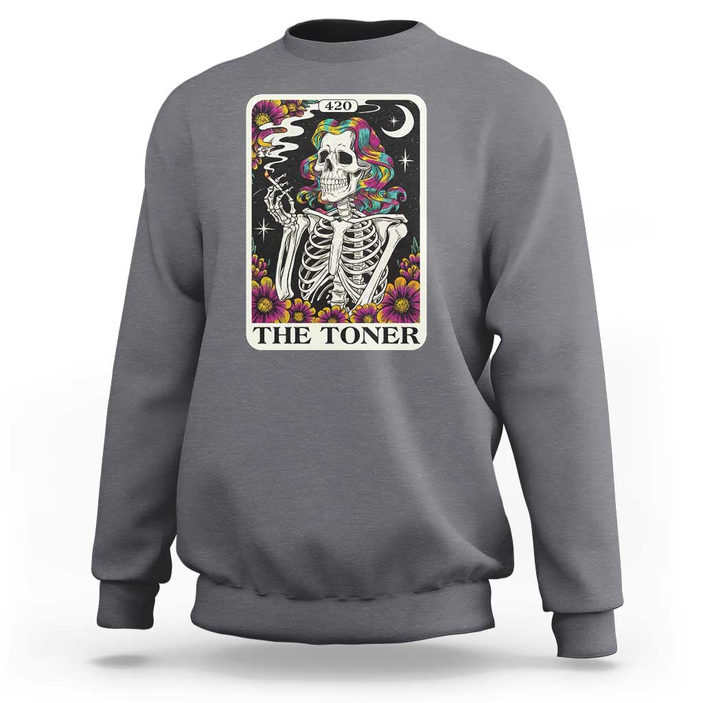 Skeleton 420 Cannabis Sweatshirt Tarot Card The Stoner Weed Lover