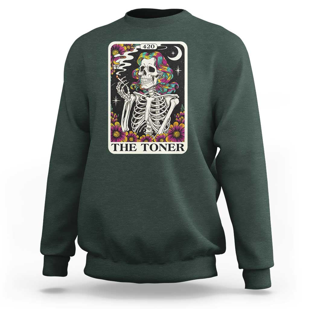 Skeleton 420 Cannabis Sweatshirt Tarot Card The Stoner Weed Lover