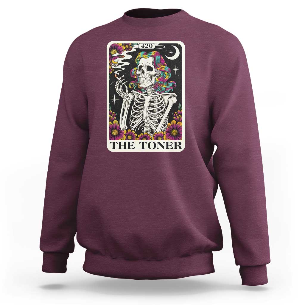Skeleton 420 Cannabis Sweatshirt Tarot Card The Stoner Weed Lover