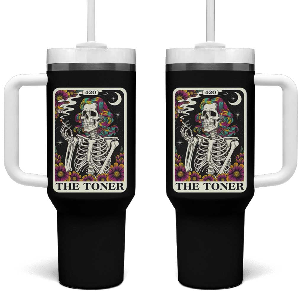 Skeleton 420 Cannabis Tumbler With Handle Tarot Card The Stoner Weed Lover
