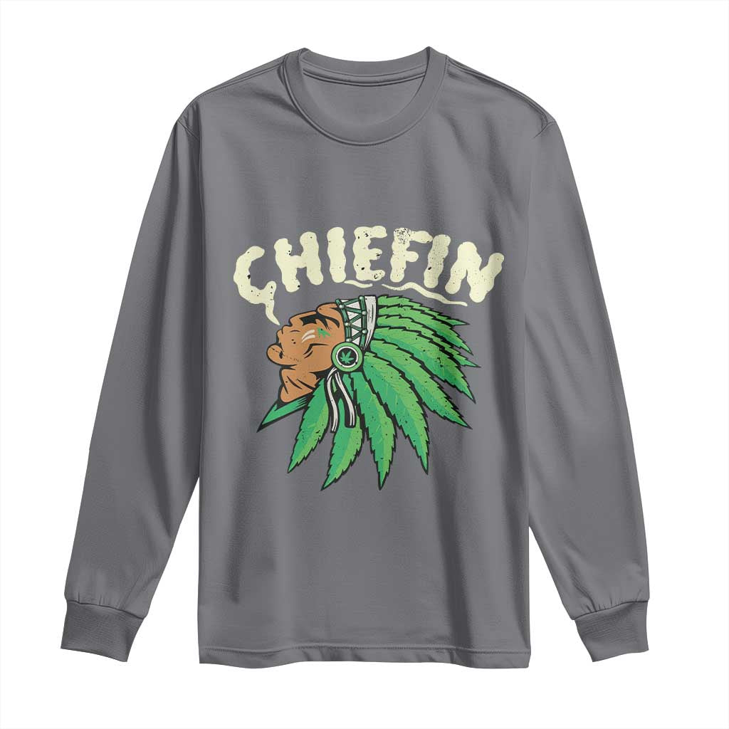 Chiefin Weed Smoking Long Sleeve Shirt Funny 420 Cannabis Pot THC Smoker