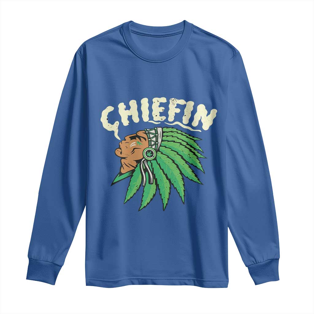 Chiefin Weed Smoking Long Sleeve Shirt Funny 420 Cannabis Pot THC Smoker