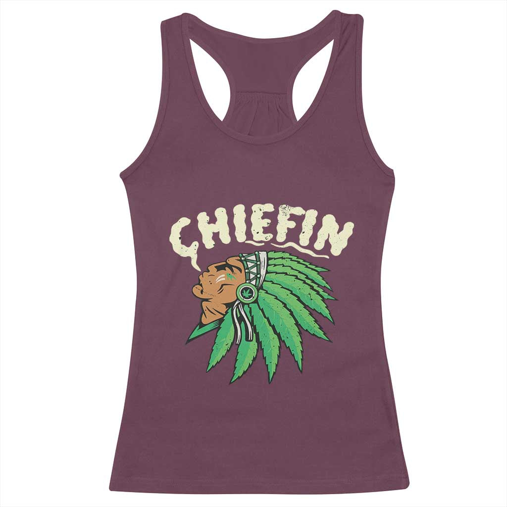 Chiefin Weed Smoking Racerback Tank Top Funny 420 Cannabis Pot THC Smoker