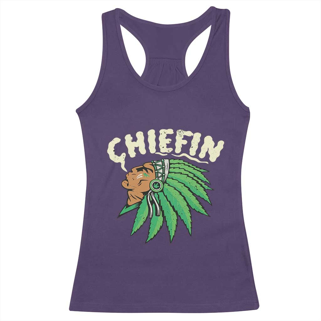 Chiefin Weed Smoking Racerback Tank Top Funny 420 Cannabis Pot THC Smoker