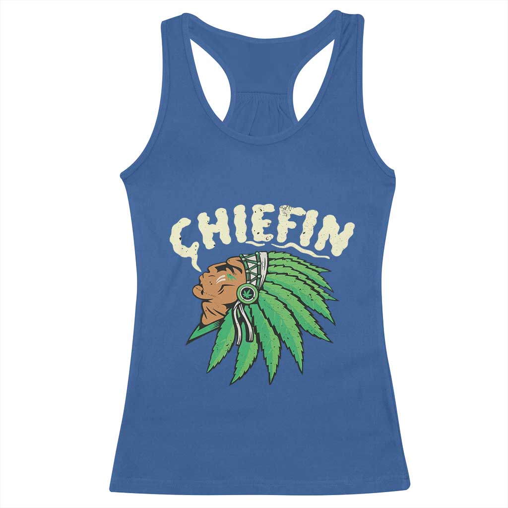 Chiefin Weed Smoking Racerback Tank Top Funny 420 Cannabis Pot THC Smoker
