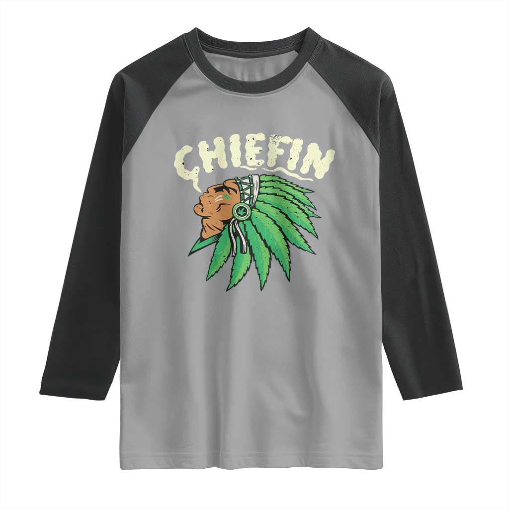 Chiefin Weed Smoking Raglan Shirt Funny 420 Cannabis Pot THC Smoker