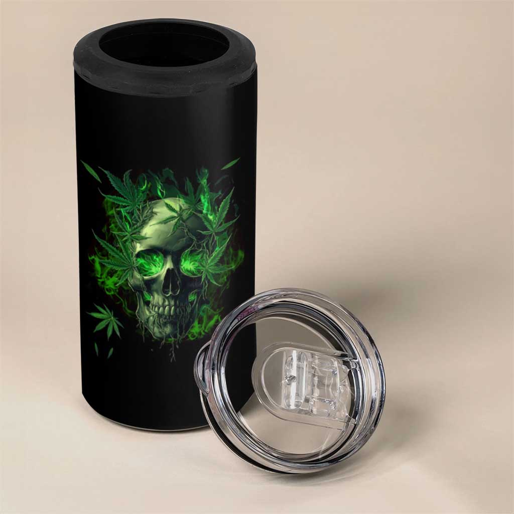 Marijuana Skull 4 in 1 Can Cooler Tumbler Smoke Weed Cannabis 420 Pot Leaf