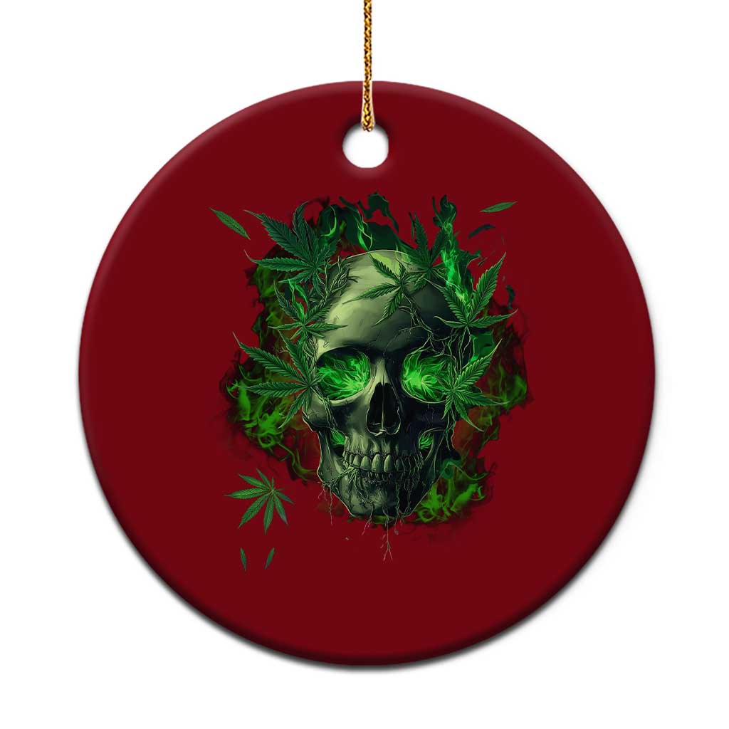 Marijuana Skull Ceramic Ornament Smoke Weed Cannabis 420 Pot Leaf - Wonder Print Shop