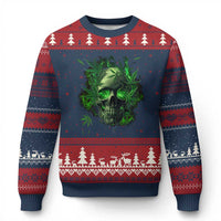 Marijuana Skull Ugly Christmas Sweater Smoke Weed Cannabis 420 Pot Leaf - Wonder Print Shop