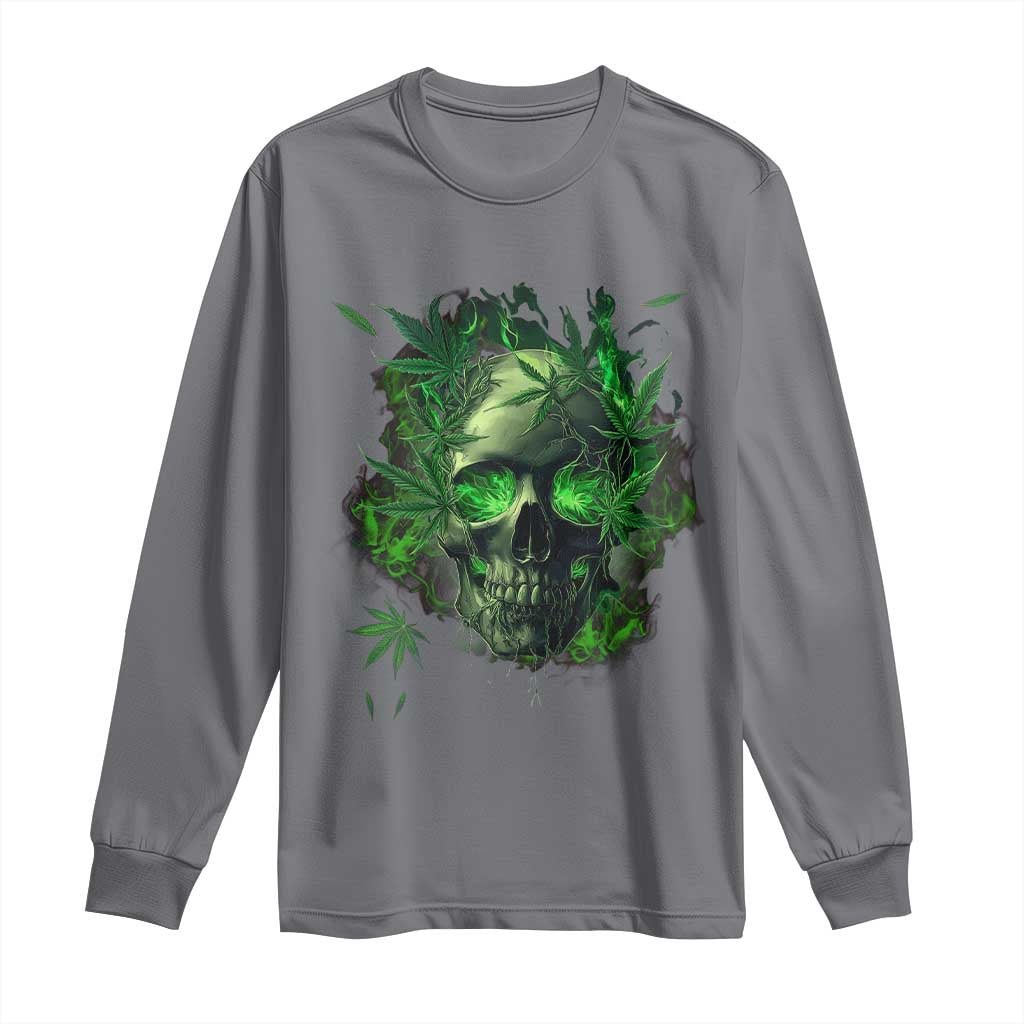 Marijuana Skull Long Sleeve Shirt Smoke Weed Cannabis 420 Pot Leaf