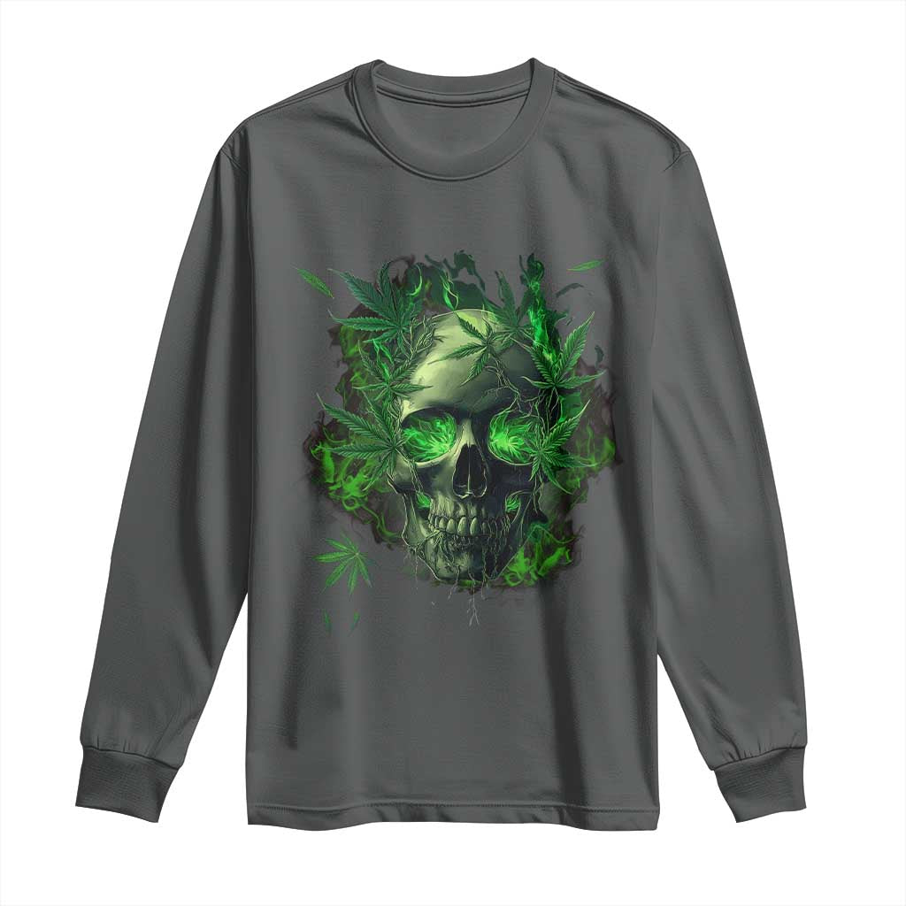 Marijuana Skull Long Sleeve Shirt Smoke Weed Cannabis 420 Pot Leaf