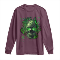 Marijuana Skull Long Sleeve Shirt Smoke Weed Cannabis 420 Pot Leaf