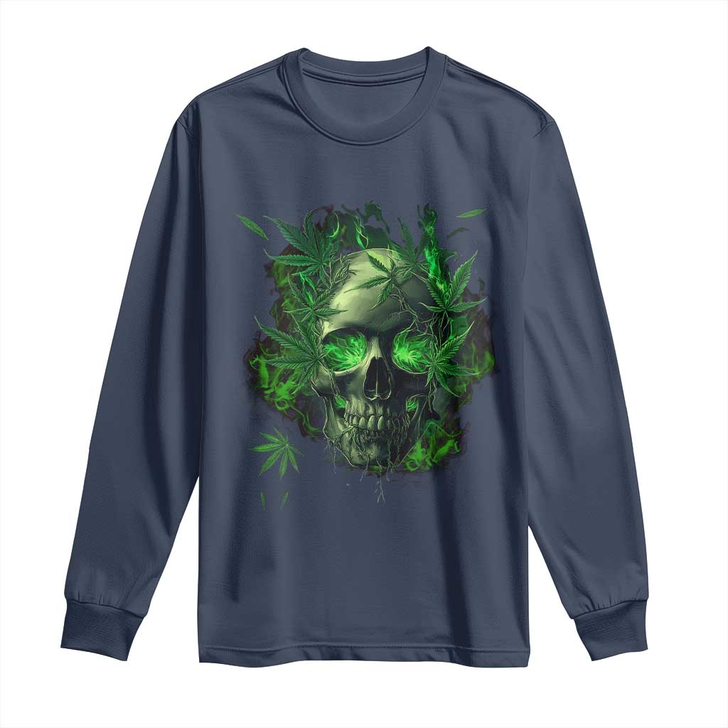Marijuana Skull Long Sleeve Shirt Smoke Weed Cannabis 420 Pot Leaf