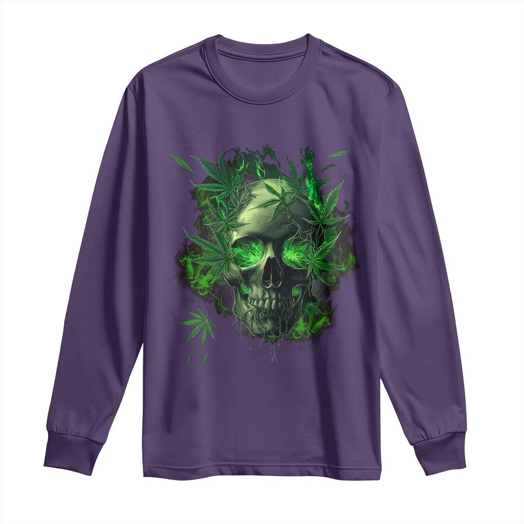 Marijuana Skull Long Sleeve Shirt Smoke Weed Cannabis 420 Pot Leaf