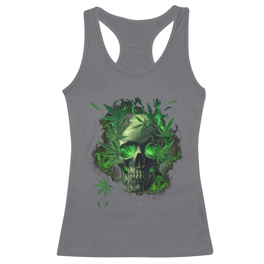 Marijuana Skull Racerback Tank Top Smoke Weed Cannabis 420 Pot Leaf