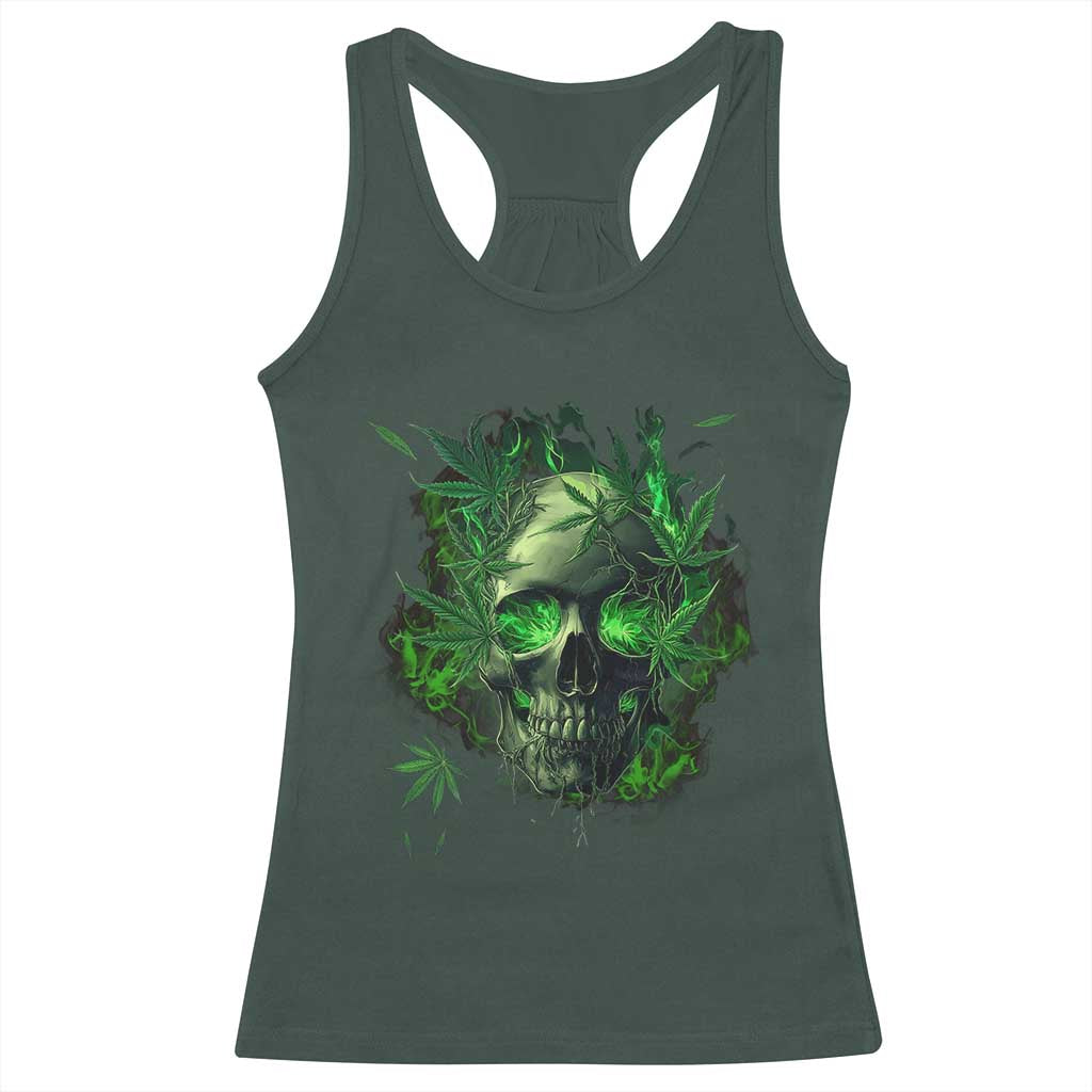 Marijuana Skull Racerback Tank Top Smoke Weed Cannabis 420 Pot Leaf