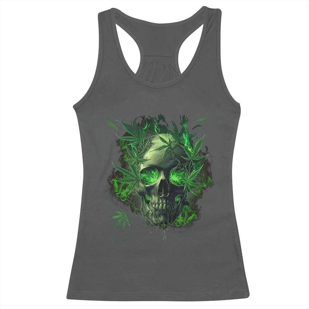 Marijuana Skull Racerback Tank Top Smoke Weed Cannabis 420 Pot Leaf