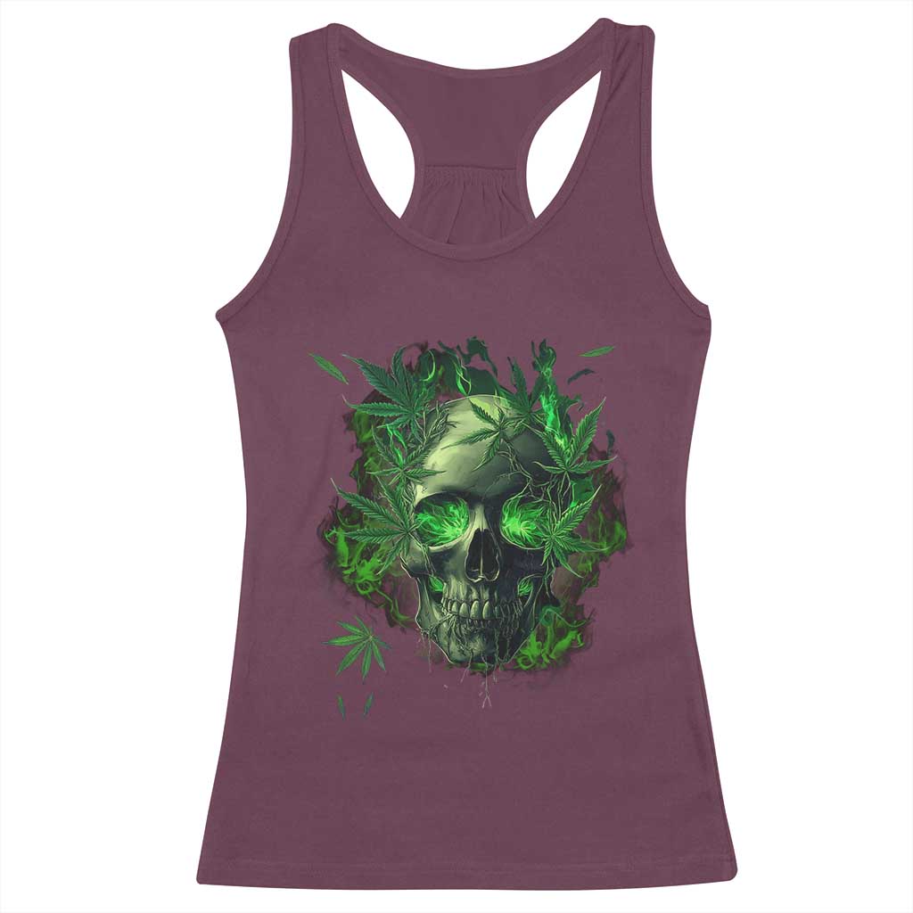 Marijuana Skull Racerback Tank Top Smoke Weed Cannabis 420 Pot Leaf