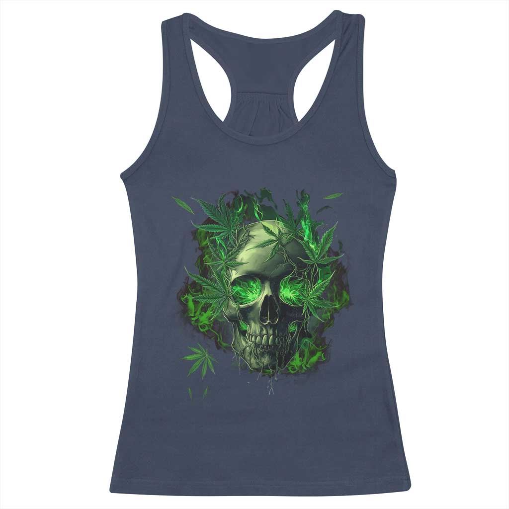 Marijuana Skull Racerback Tank Top Smoke Weed Cannabis 420 Pot Leaf