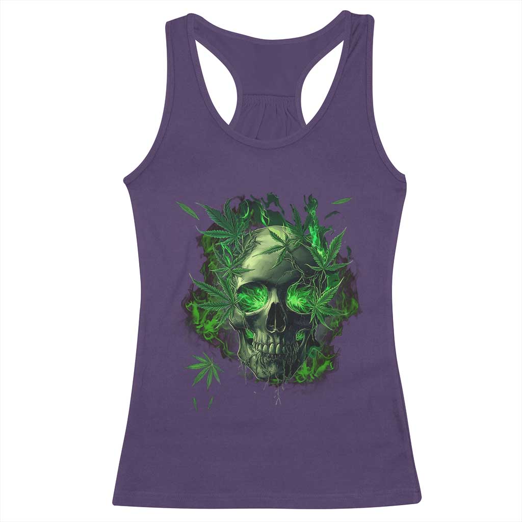 Marijuana Skull Racerback Tank Top Smoke Weed Cannabis 420 Pot Leaf
