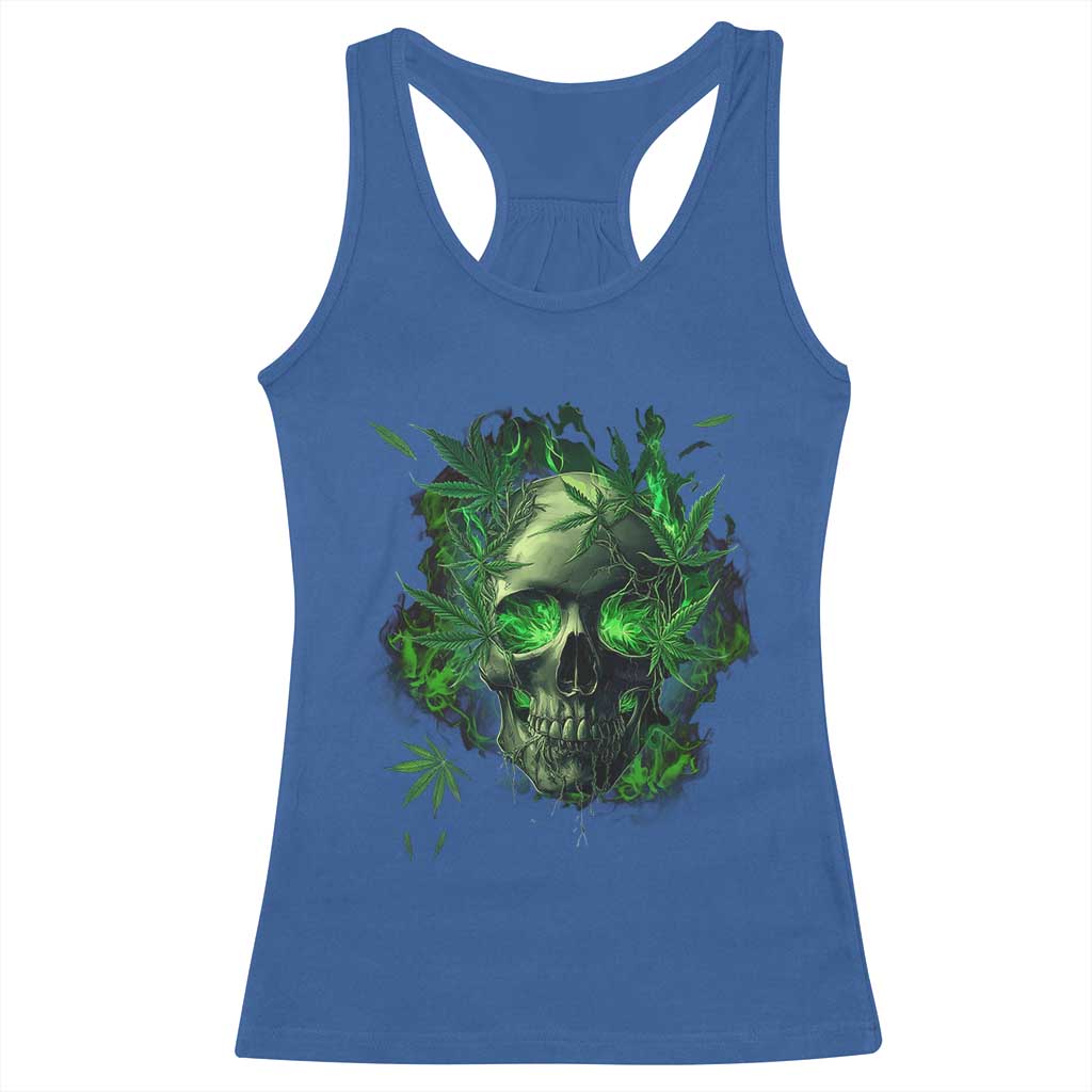 Marijuana Skull Racerback Tank Top Smoke Weed Cannabis 420 Pot Leaf